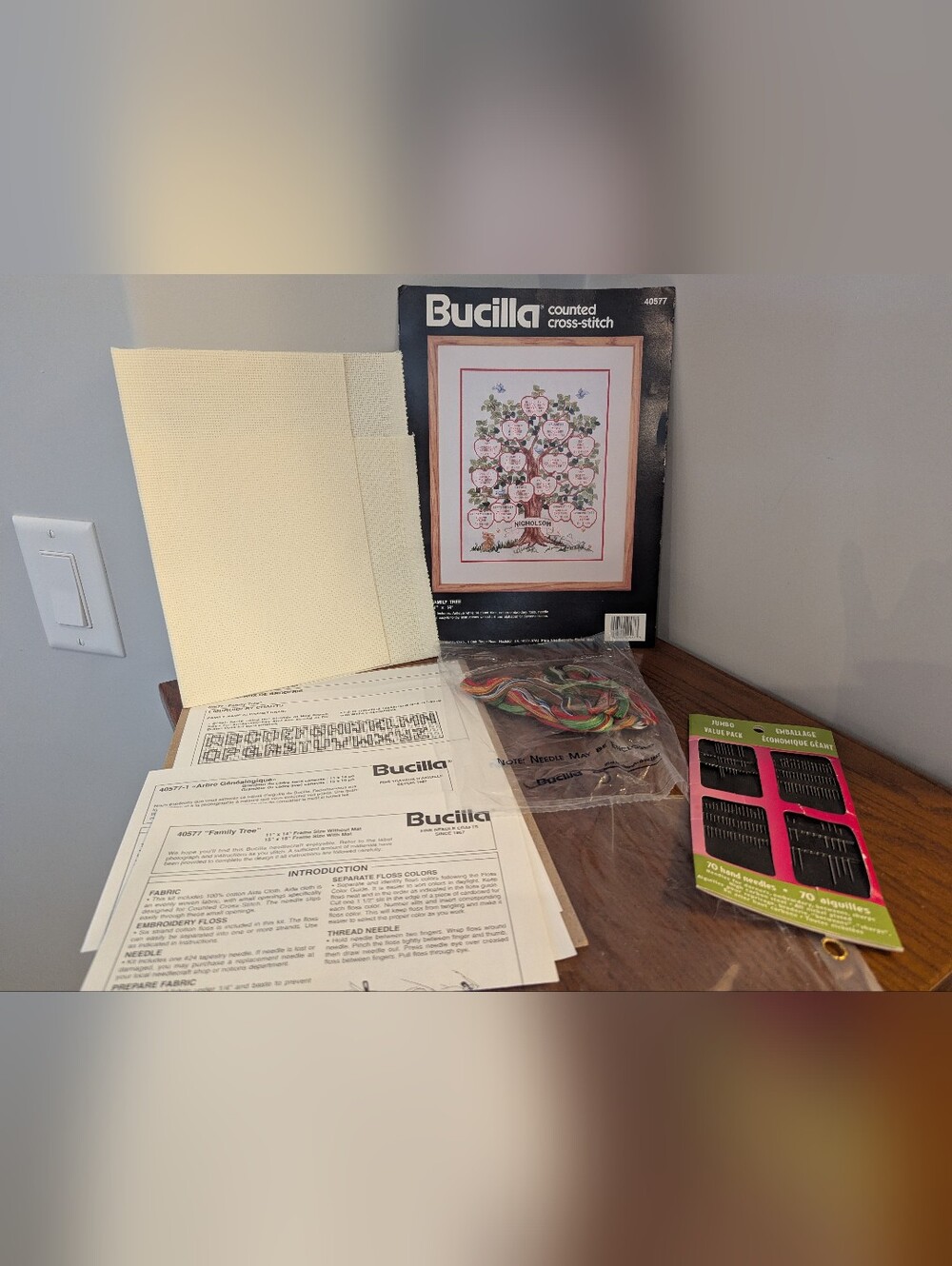 Bucilla Family Tree Kit Counted Cross Stich Sealed Vintage  11 x 14. Vintage 90s
